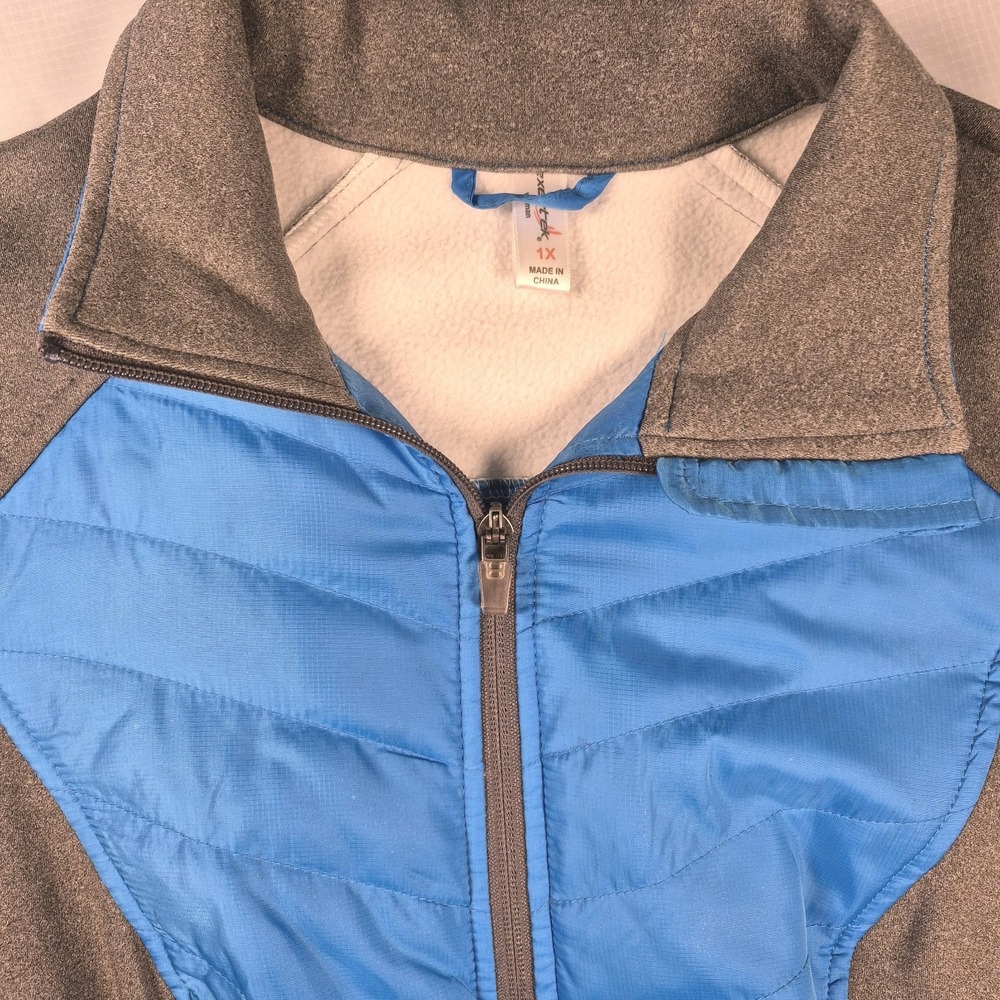 Exertek Womens Activewear Jacket Sz 1X Geo Blue/gray Full Zip Lightweight Sku091